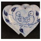 Vintage Arnels Double Heart Lovebirds Trinket Box