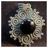 Black Onyx Faceted Bezel Stone 925 Mexico Sterling
