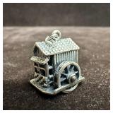 Beau Sterling Water Wheel Moveable House 925 Charm