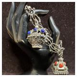 Etruscan Revival Style Multi Colored Gemstone Char