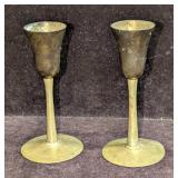 2 Vintage Enesco Brass Candlestick Holders