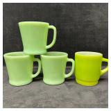 Lot of Four Vintage Fire King Jadeite Coffee Mugs