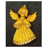 Vintage Signed J.J Gold Tone Gold Tone Angel Brooc