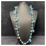 Venetian Murano Lamp Work Art Glass Clear and Sky