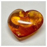 1' Amber Heart Bead/Pendant