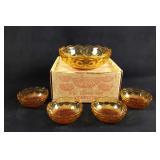 Five Vintage Berry Glass Bowls Large And Small