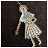 Figural Girl Wearing a Bonnet Holding Bucket Brooc