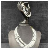 Melania Clara White Chain Assorted Necklace Bracel