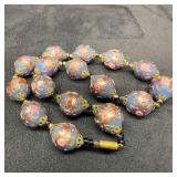 Venetian Murano Glass Lamp Work Fiorato Blue Bead