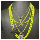 Melania Clara Assorted Necklace Lime Green Chain R