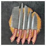 MHS Cutlery Steel Chef Butcher Knife Set 5 Knives