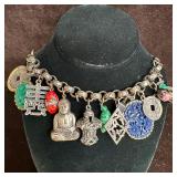 Heavy Multi-Charm Asian-Inspired Statement Bracele