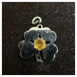 Four Leaf Clover Birth Stone Wells Sterling Charm