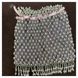 Vintage Beaded Drawstring Evening Purse with Fring