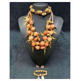 4pc Jungle Themed Wooden Mixed Costume Jewelry Lot