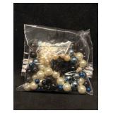 4.5 OZ of Black Pearlescent and Blue Loose Beads