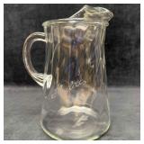 Clear Ribbed Etched Glass Pitcher Heulitt Personal
