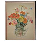 Vintage Framed Arthur Cady Country Bouquet Print