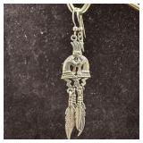 Sterling Silver Kokopelli Dangle Earrings Feather