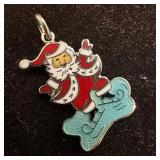 Santa Ice Skating Sterling Silver Charm Q71