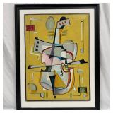 Abstract Modernist Painting Signed PM Dated 1975 F