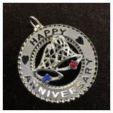 M and M Sterling Red Blue Bells Silver Charm Q70