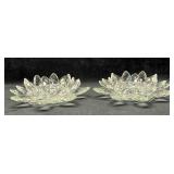 Two Crystal Cut Clear Glass Lotus/Flower Shaped Pi