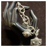 800 Silver Charm Puff Mariner Chain Style Bracelet