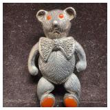 Teddy Bear Marcasite Carnelian Sterling Silver Bro