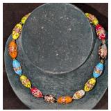Vintage Italian Murano Colorful Art Glass Bead Nec