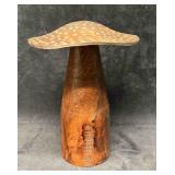 Whimsical Decorative Mushroom With Wooden Base