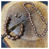 Murano Venetian Lamp Work Glass Brown Round Bead B