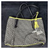 Vince Camuto Woven Tote Handbag Black and White wi