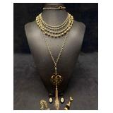 5pc Gold Glamour Mixed Costume Jewelry Lot