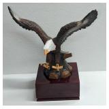 Hand Painted Resin Bald Eagle On Base