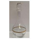 Pasabahce Gold-Rimmed Glass Decanter With Stopper