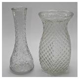 2 Vintage Pressed Glass Vases