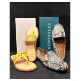 C. Wonder Leather Sandals and Aerosoles Snake Skin