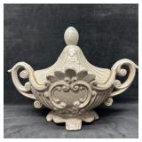 Ornate Crackle Glaze Ceramic Covered Dish with Han