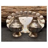 3pc 1970s Mexican 925 Sterling Silver Salt Shakers