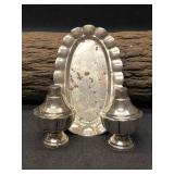 3pc 1970s Mexican 925 Sterling Silver Salt Shakers