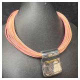 Milor Pink Leather Multi Strand Sterling Silver Pe