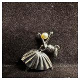 Pearl Accent Dancing Ballet Girl Ballerina Silver
