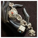 800 Silver Charm Puff Mariner Chain Style Bracelet