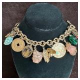 Gold Toned Chunky Colorful Asian Style Charm Rose