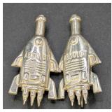 2 Sterling Silver Brooch Pins Absolut Vodka Bottle
