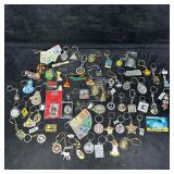 Large Lot of Vintage and Souvenir Keychains Travel