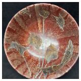 Red Marble Design Floral Flowers Butterfly Etched