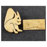 Vintage Hand Carved Bone Pins