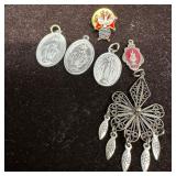 Group of Religious Medals Lapel Pin and Filigree P